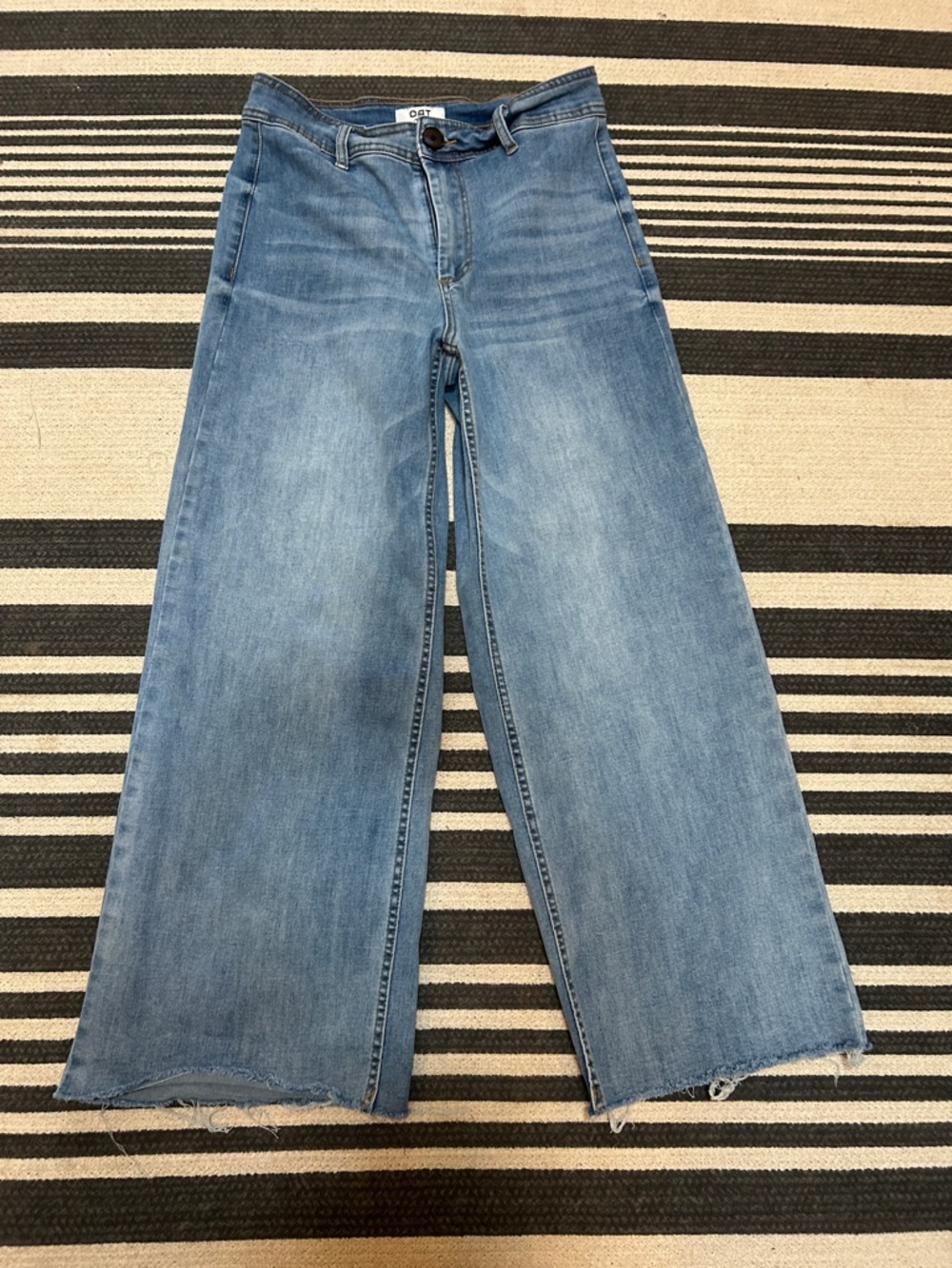 Oat New York Wide Leg Flare Jeans - Light Blue Denim
